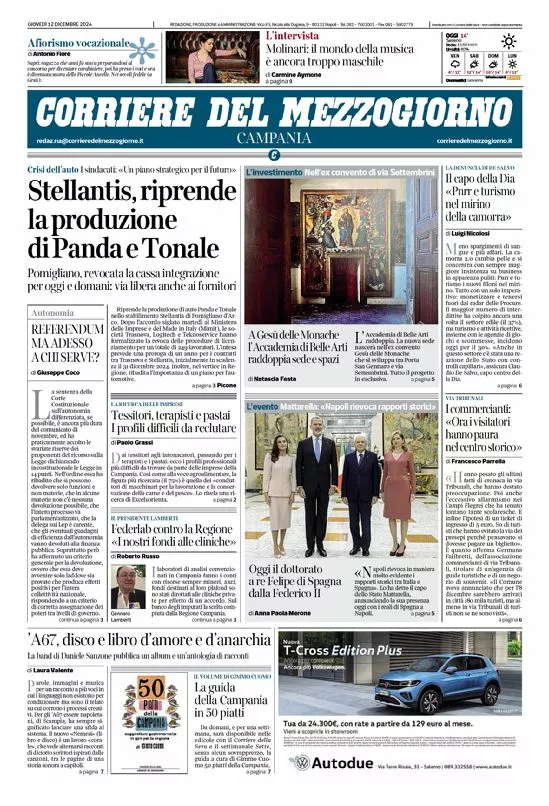 Prima-pagina-corriere del mezzogiorno-del-2024-12-12